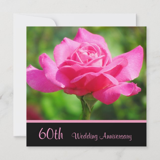 Lovely Pink Rose 60th Wedding Invitation (Front)