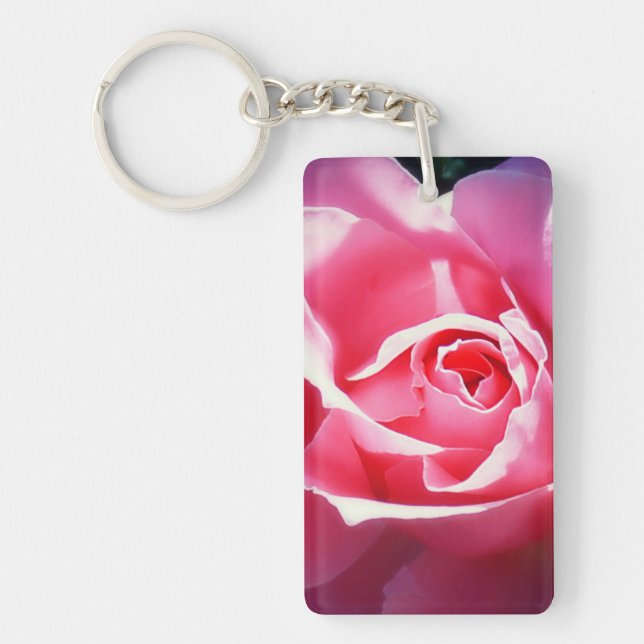 Lovely Pink Rose Acrylic Keychain (Front)
