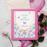 Lovely Pink Rose Floral Golden Bow Baby shower
