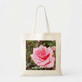 lovely pink rose flower with sweet  hearts tote bag