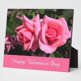 lovely pink rose flowers happy Valentine's Day Plaque