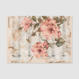 Lovely pink roses vintage style music sheet
