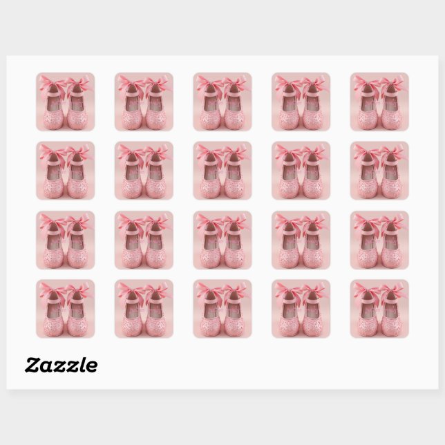 lovely pink shoes square sticker (Sheet)