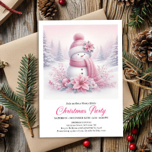 Lovely Pink Snowman Editable Christmas Kids Invite