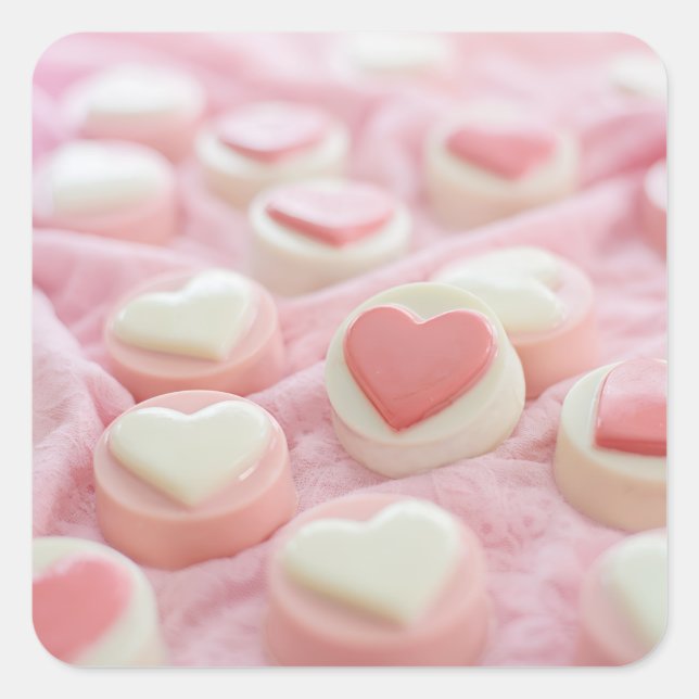 lovely pink  square sticker (Front)