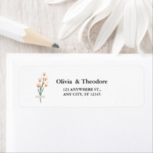 Lovely Pink Watercolor Wildflower Wedding Label