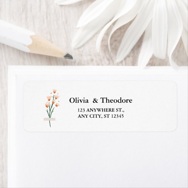 Lovely Pink Watercolor Wildflower Wedding Label (Insitu)