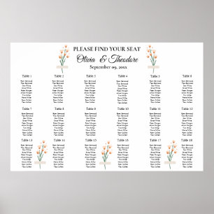 Lovely Pink Wildflower Wedding Seating Chart