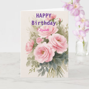 Lovely Pink Winter Birthday Card