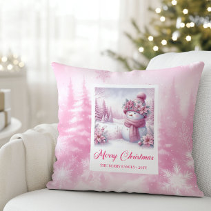 Lovely Pinkmas Winter Forest Kids Holiday Pillow