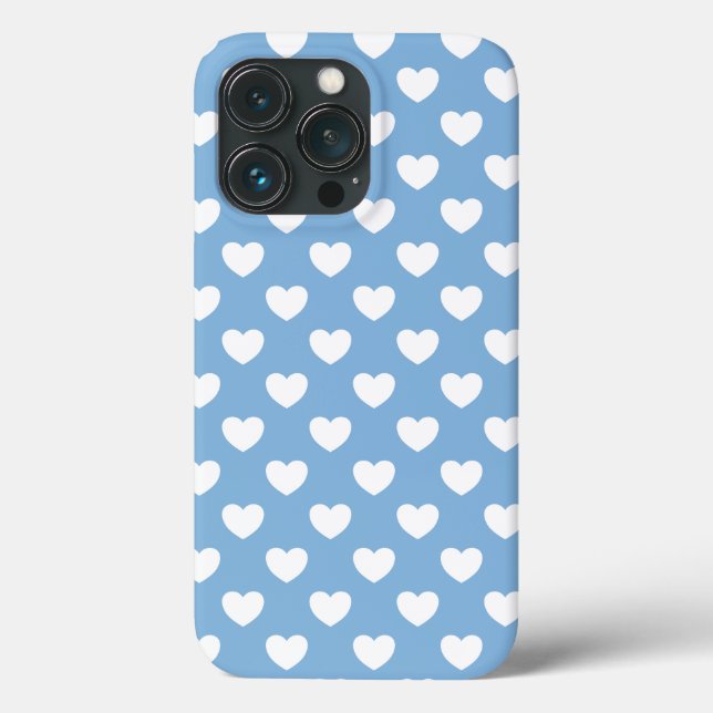 Lovely Placid Blue Colour Cute Hearts Polka Dots Case-Mate iPhone Case (Back)