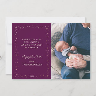 Lovely Plum Starry New Year Photo Holiday Card