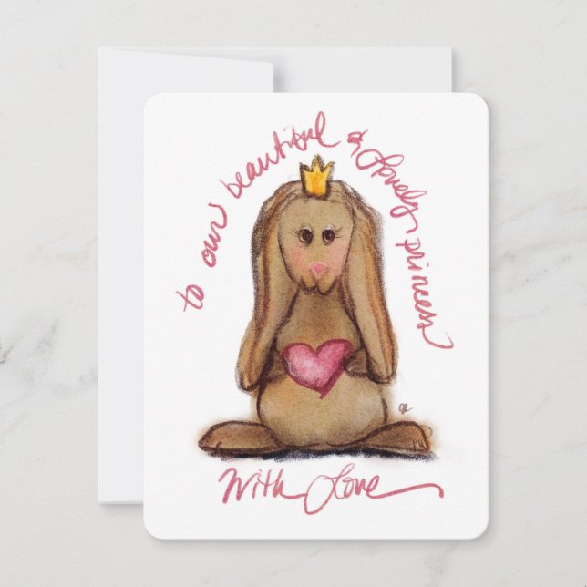 Lovely Princess Cute Bunny Rabbit Flat Notecard (Front)