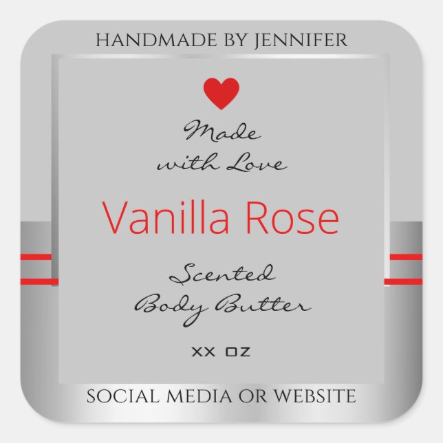 Lovely Product Packaging Labels Light Grey Silver (Front)