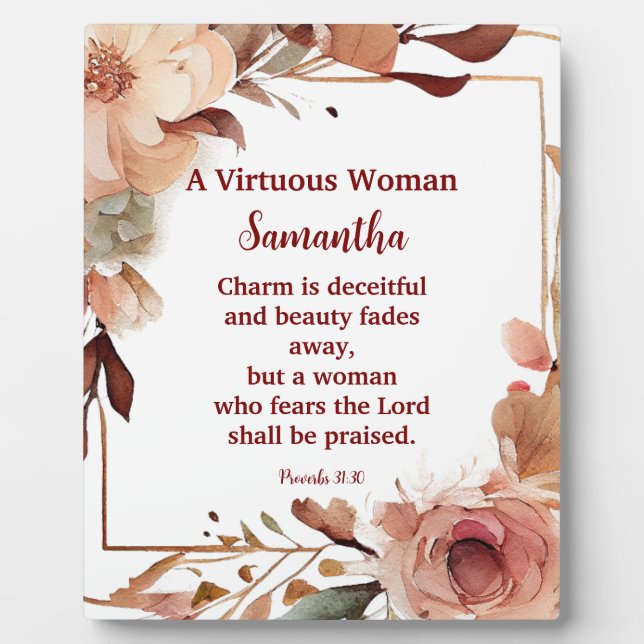 Lovely Proverbs 31 Woman Personalised Christian Plaque (Front)