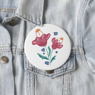 Lovely Psychedelic Flowers 10 Cm Round Badge