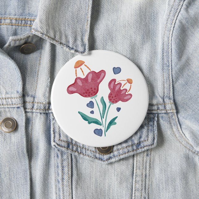 Lovely Psychedelic Flowers 10 Cm Round Badge (In Situ)