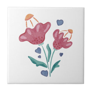 Lovely Psychedelic Flowers Tile