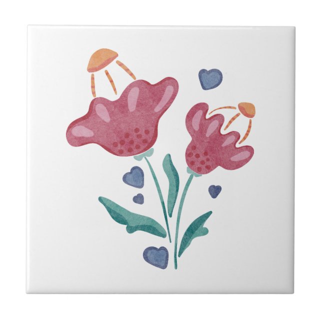 Lovely Psychedelic Flowers Tile (Front)