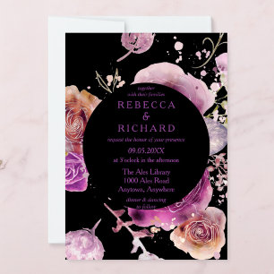 Lovely Purple and black floral wedding Invitation