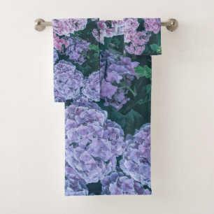 Lovely Purple and Pink Floral Towel Set