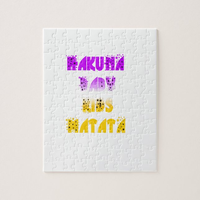 Lovely Purple and Yellow Hakuna Matata Baby Kids G Jigsaw Puzzle (Vertical)