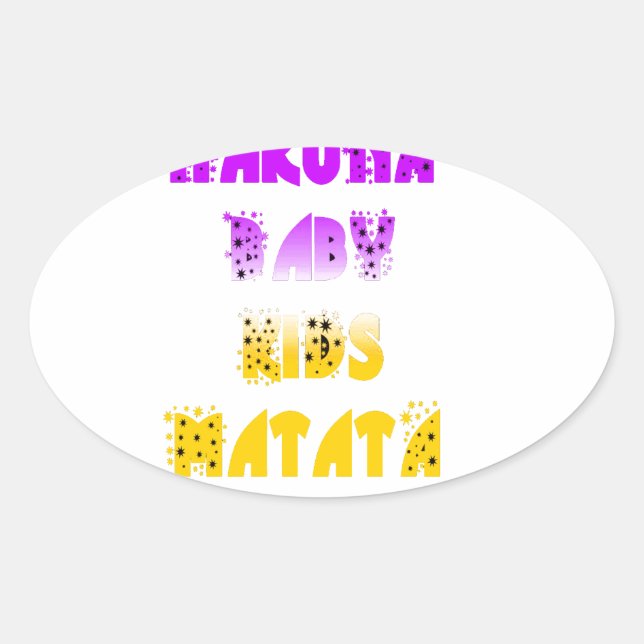 Lovely Purple and Yellow Hakuna Matata Baby Kids G Oval Sticker (Front)