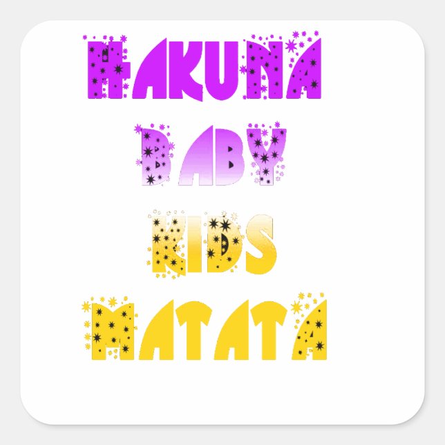 Lovely Purple and Yellow Hakuna Matata Baby Kids G Square Sticker (Front)