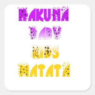 Lovely Purple and Yellow Hakuna Matata Baby Kids G Square Sticker