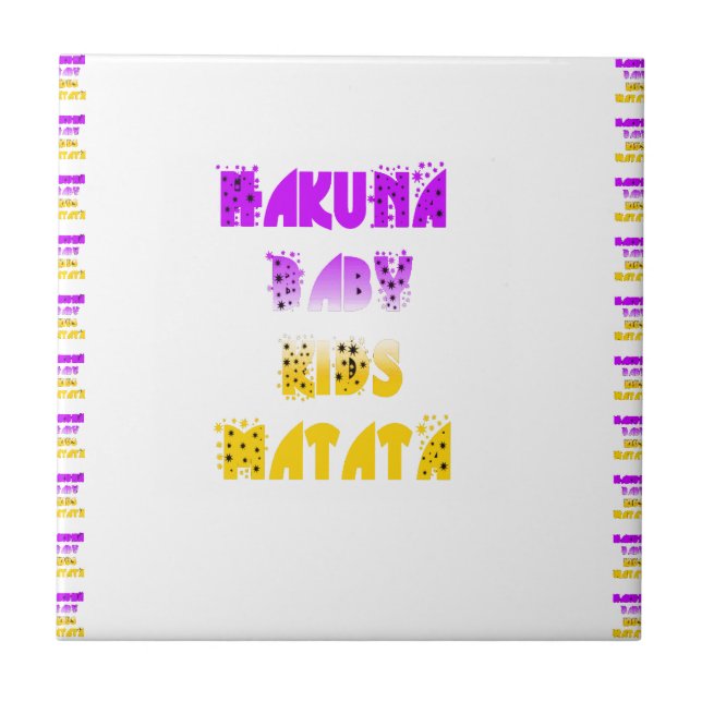 Lovely Purple and Yellow Hakuna Matata Baby Kids G Tile (Front)