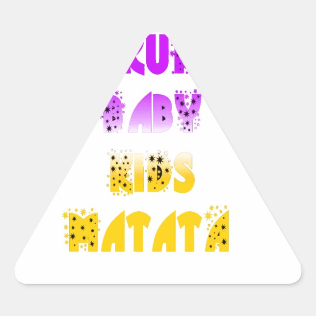 Lovely Purple and Yellow Hakuna Matata Baby Kids G Triangle Sticker (Front)