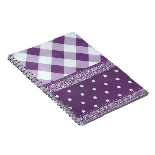 Lovely Purple checkered Damask Seamless Pattern Notebook