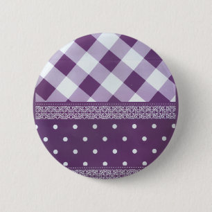 Lovely Purple chequered Damask Seamless Pattern 6 Cm Round Badge