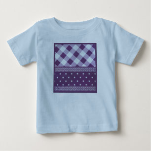 Lovely Purple chequered Damask Seamless Pattern Baby T-Shirt