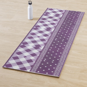 Lovely Purple Chequered Damask Seamless Pattern Yoga Mat