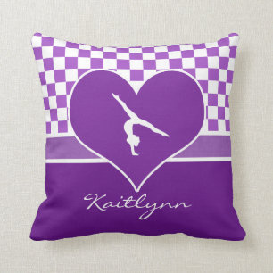 Lovely Purple Chequered Gymnastics with Monogram Cushion