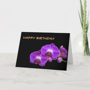 Lovely purple orchid flowers happy birthday card