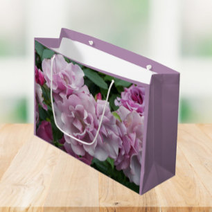 Lovely Purple Roses Floral Large Gift Bag