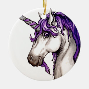 Lovely purple unicorn ceramic tree decoration