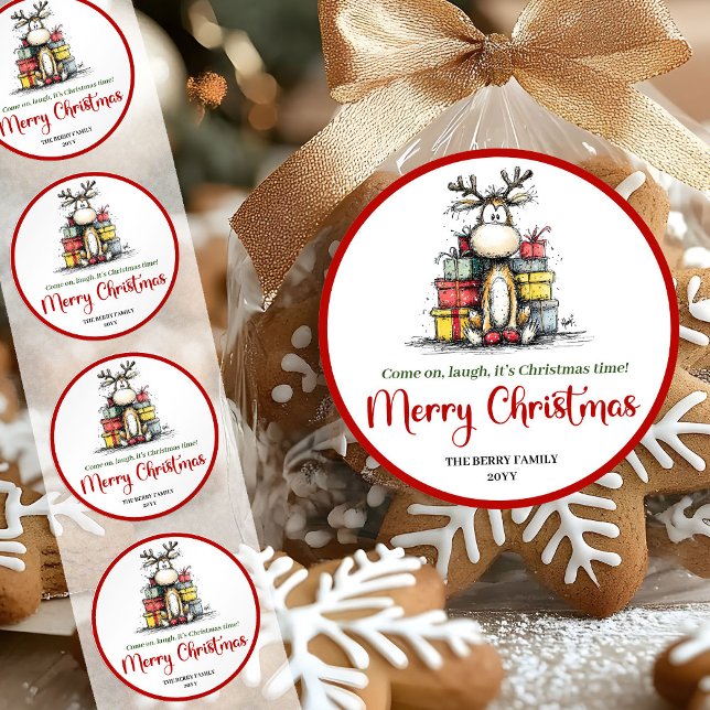 Lovely quirky reindeer cute holiday sticker art (Lovely quirky reindeer cute holiday sticker art)