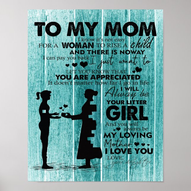 Lovely Quotes To My Mum | Gift For Mother Poster (Front)