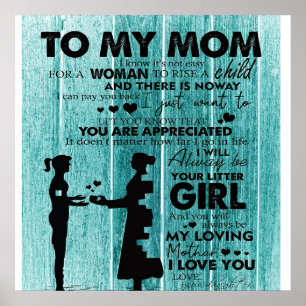 Lovely Quotes To My Mum   Gift For Mother Poster