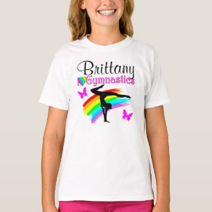 LOVELY RAINBOW AND BUTTERFLY PERSONALIZED GYMNAST T-Shirt