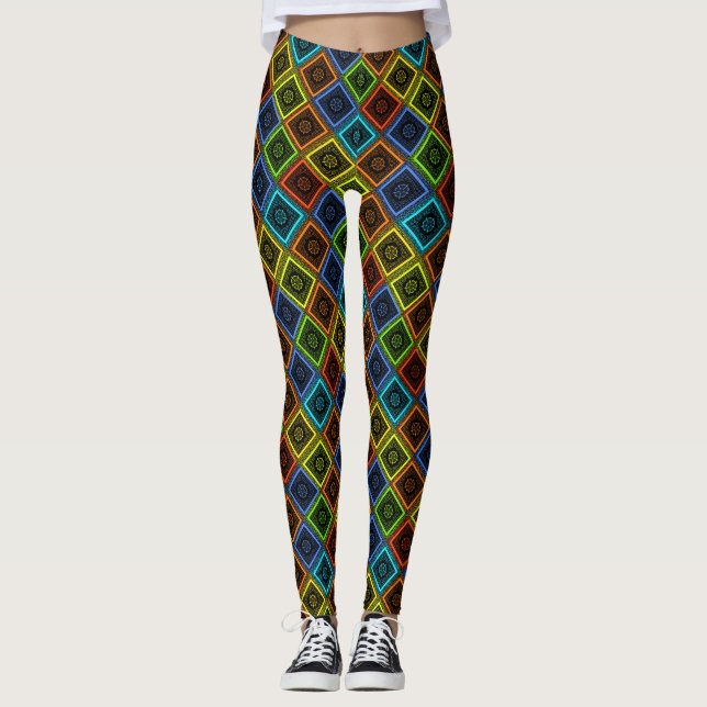 Lovely Rainbow Diamonds Nice Yoga Chi Leggings (Front)