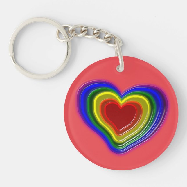 lovely rainbow heart key ring (Front)