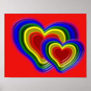 lovely rainbow heart poster