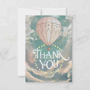Lovely Rainbow Hot Air Balloon Thank You Card