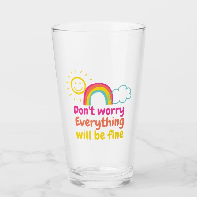 Lovely Rainbow, Sun and Cloud   Glass (Front)