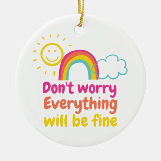 Lovely Rainbow, Sun and Cloud  Magnet Ceramic Tree Decoration (Front)