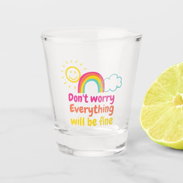 Lovely Rainbow, Sun and Cloud  Shot Glass (Front)